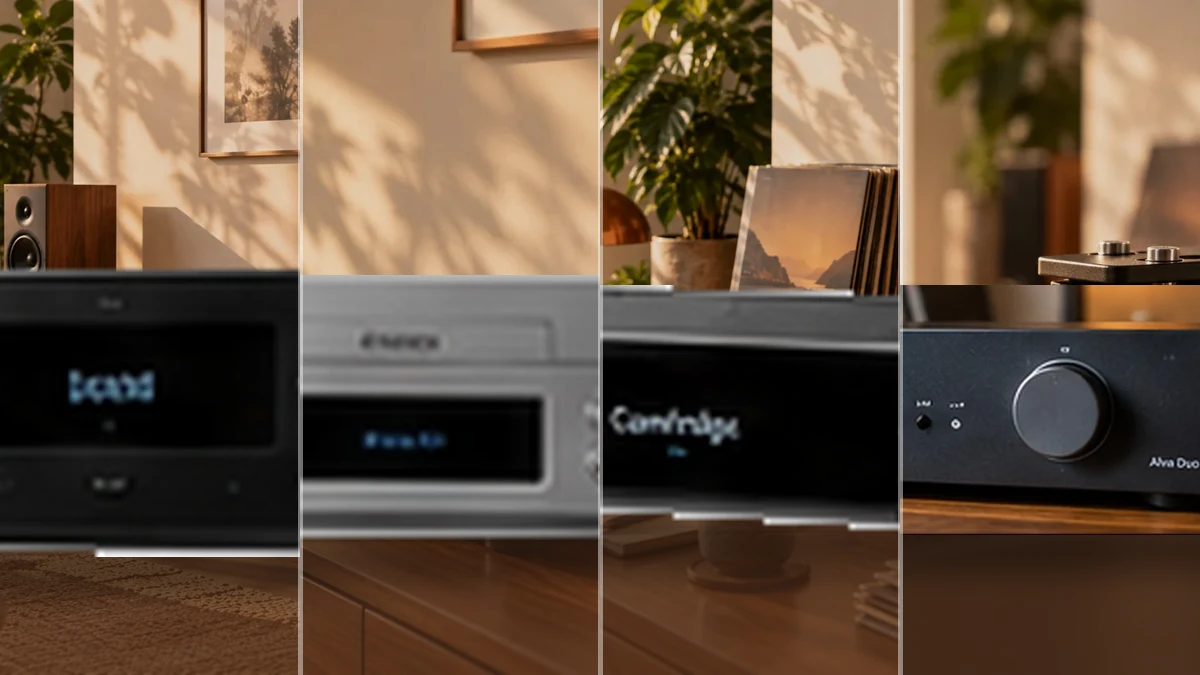 Verstärker, CD-Player, Netzwerkstreamer und DACs in einer modernen HiFi-Umgebung