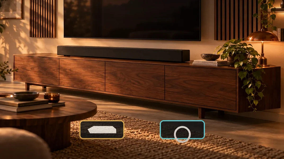 Fernseher und Soundbar mit zwei möglichen digitalen Signalwegen